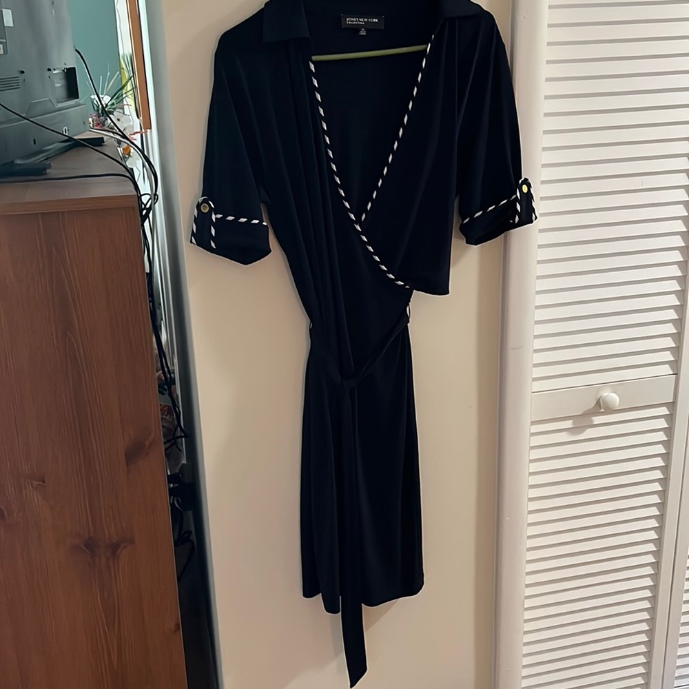 Navy blue Jones New York Collection faux wrap dress Size M